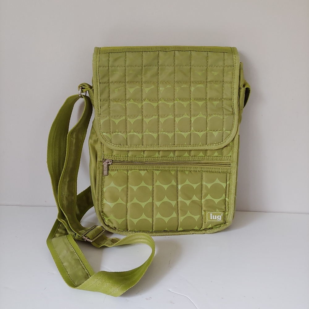 Lug Moped Day Pack Crossbody Bag Green Dot Pattern Messenger Bag